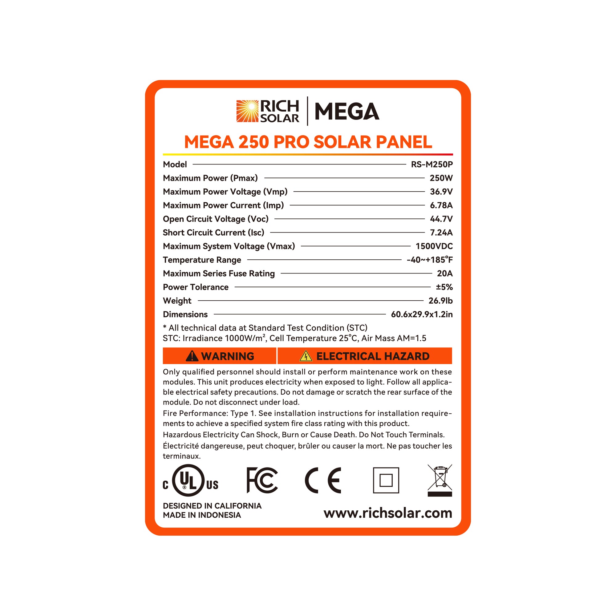 Rich Solar Solar Panel MEGA 250 PRO