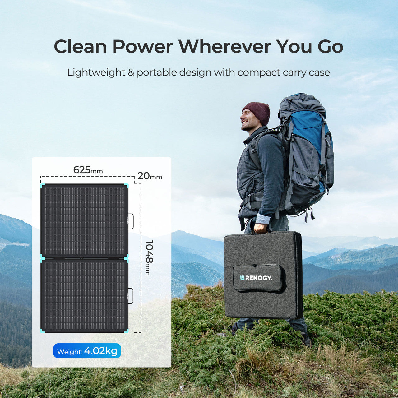 Renogy | Solar Suitcase N-Type 300W 100W Lightweight Portable Solar Panel | RSP300LSC-US