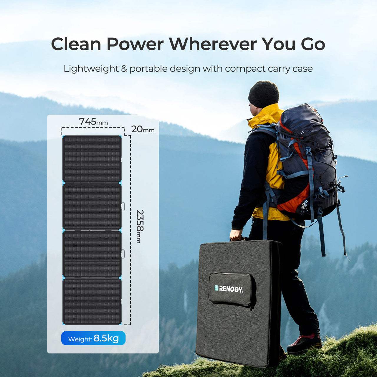 Renogy | Solar Suitcase N-Type 300W 100W Lightweight Portable Solar Panel | RSP300LSC-US