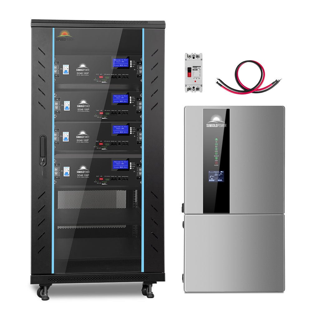 SunGoldPower Hybrid Solar Kit 11.4KW 48V Split Phase 20.48KWH/50.2KWH Lithium Battery 450 Watt Solar Panel SGH-11N2E/ SGH-11N5E