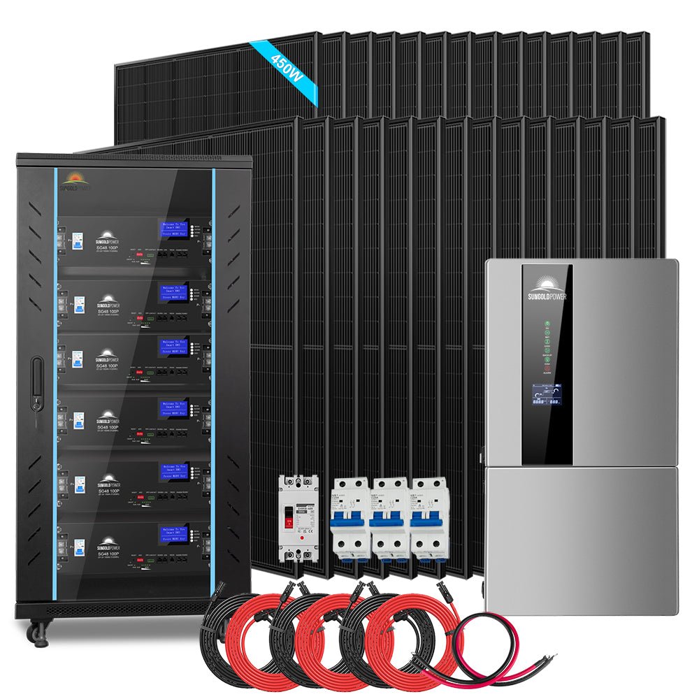 SunGoldPower Hybrid Solar Kit 11.4KW 48V Split Phase 30.72KWH Lithium Battery 28 X 450 Watt Solar Panel SGH-11N3E