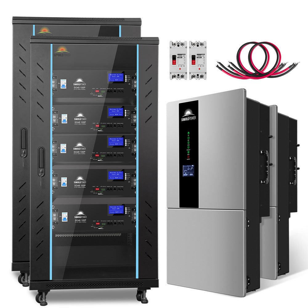 SunGoldPower Hybrid Solar Kit 11.4KW 48V Split Phase 20.48KWH/50.2KWH Lithium Battery 450 Watt Solar Panel SGH-11N2E/ SGH-11N5E
