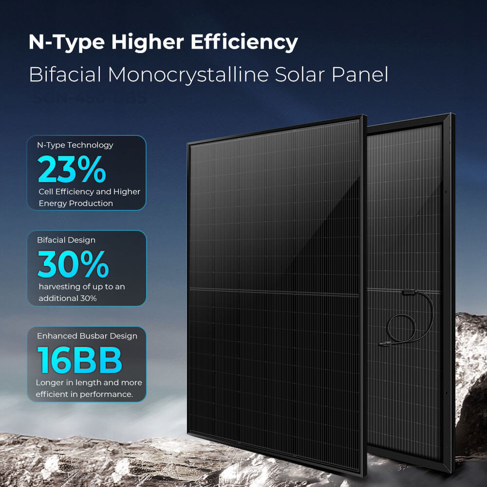 SunGoldPower 450 Watt Bifacial N-Type Monocrystalline Solar Panel SGN-450-BBS (31 PANELS) UL61730