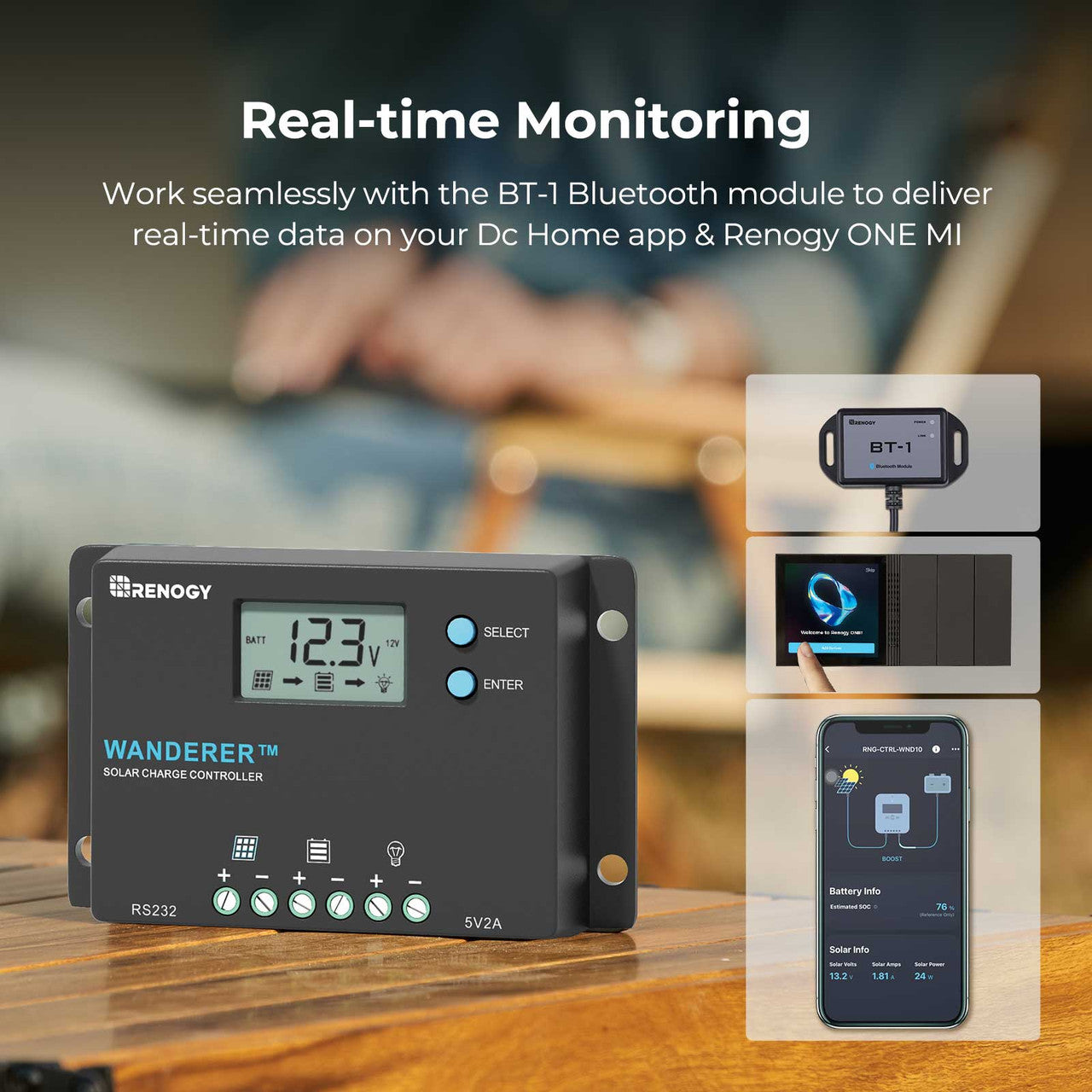 Renogy | Wanderer 10A PWM Charge Controller with BT1 | RNG-CTRL-WND10-BT-US