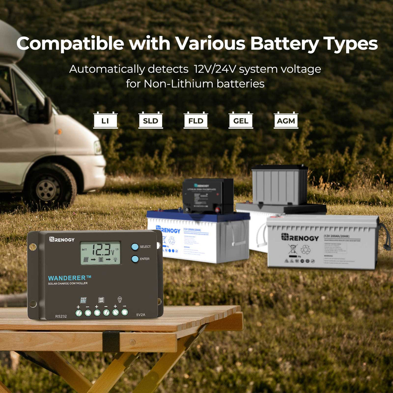 Renogy | Wanderer 10A PWM Charge Controller with BT1 | RNG-CTRL-WND10-BT-US