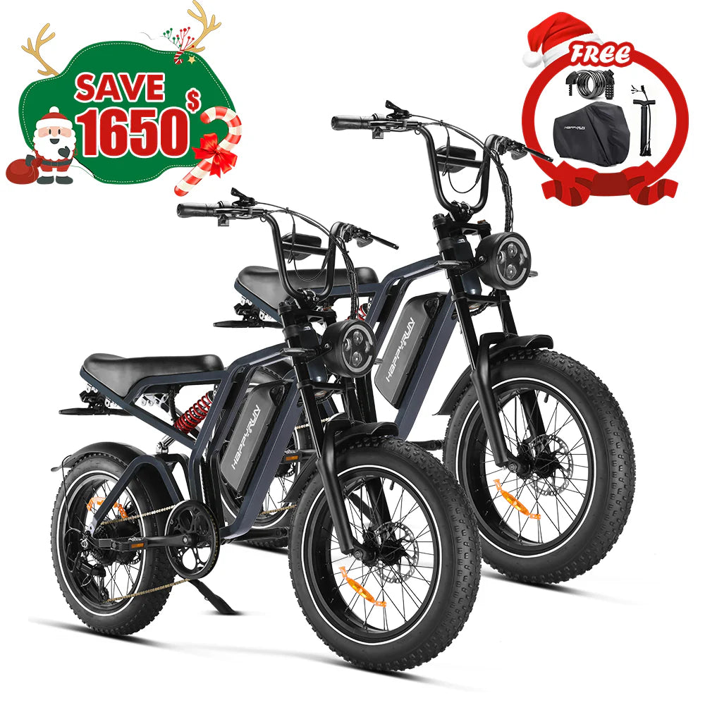 HappyRunSports Tank G60 Pro 2000W Moped Style Offroad Electric Bike Fat Tire