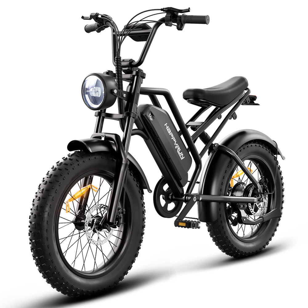 HappyRunSports Electric Dirt Bike Cargo Black City E-bike For Sale Tank G50