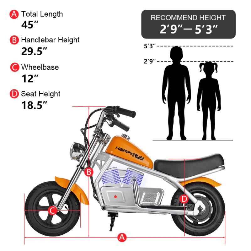 HappyRunSports Pulse 11 Kids Electric Motorcycle