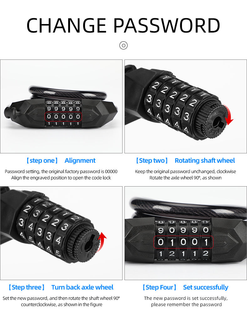 HappyRunSports Electric Bike Password Cable Lock