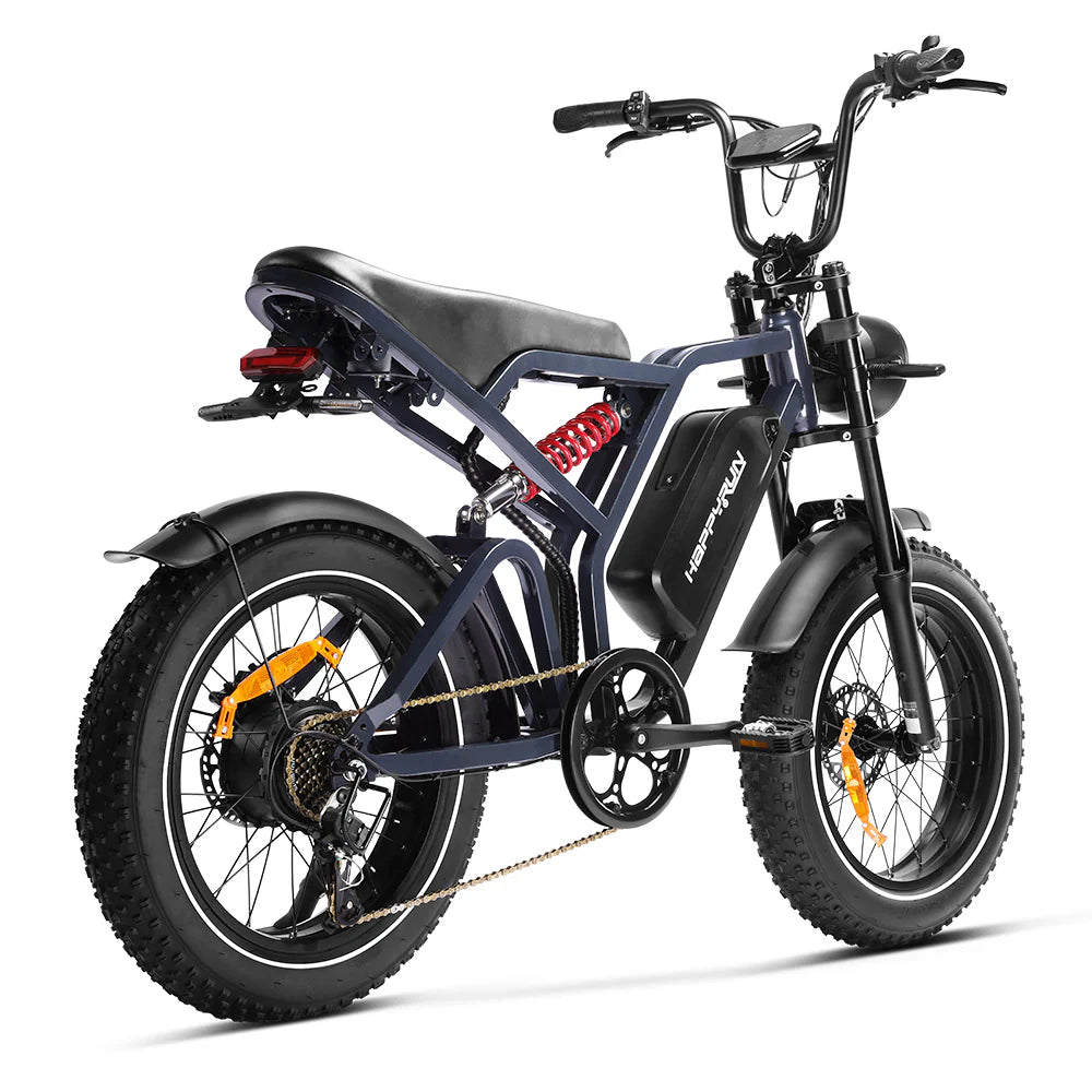 HappyRunSports Tank G60 Pro 2000W Moped Style Offroad Electric Bike Fat Tire
